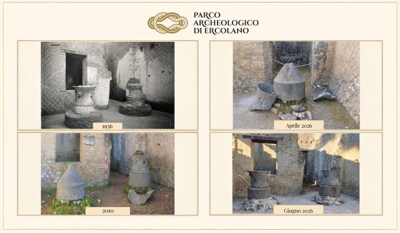 Ercolano. Il panificio ritrova le sue macine: torna visibile il pistrinum del vicolo meridionale